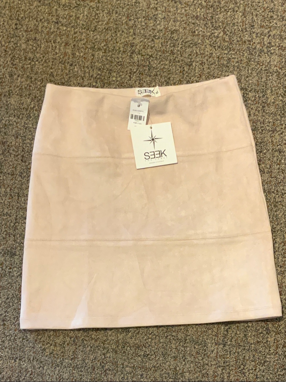SEEK Blush Pink Mini Skirt - Suede-Look A-Line Size M